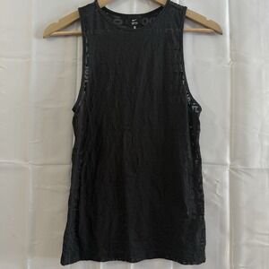 Nike Pro Sheer Just Do It‎ Burnout Black Dri-Fit Sleeveless Tank Top Womens XS